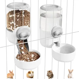 0.9L Hanging Automatic Cat Water Dispenser, 1.3L Auto Gravity Pet Feeder, Cage Cat Dog Food and Water Dispenser Set for Kitten Puppy Bunny Guinea Pig