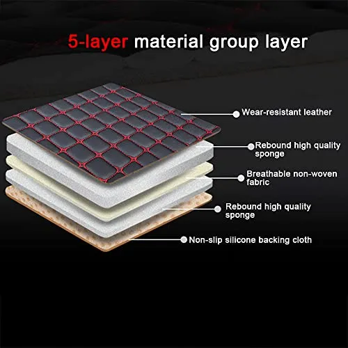 1 Piece Back Row Car Interior Seat Cushion Cover for Jaguar E-PACE F-PACE I-PACE XE XF XFR XJ6 X-Type S-Type PU Leather Diamond Mats (Coffee)
