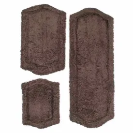 22" x 60" & 21" x 34" & 17" x 24" Paradise Memory Foam Three-Piece Chocolate Bath Rug Set