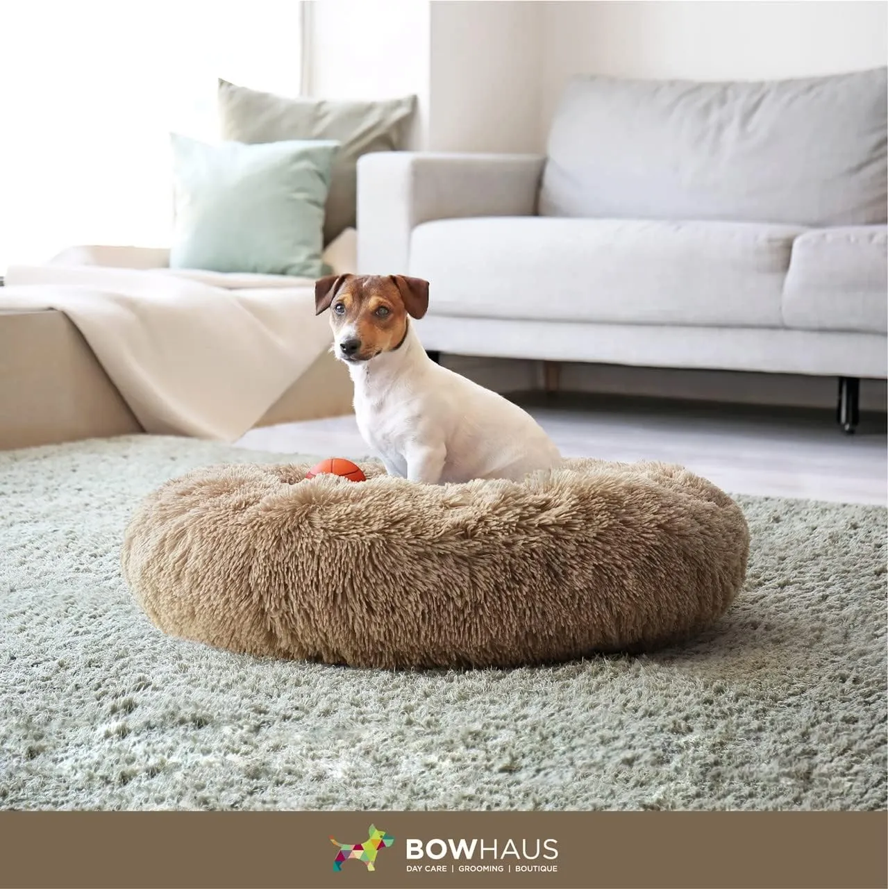 24/30 Inch Calming Donut Pet Bed for Small/Medium Cats and Dogs, Anti-Slip Bottom, Washable, Anti-Anxiety Fluffy Round Cat Bed, Indoor Shaggy Cuddler Cotton Candy Brown, Light Gray, Pink Bed
