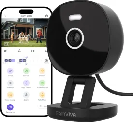 2K Security Camera, Outdoor/Indoor for Home, Pet, Baby, Nanny, IP65 Wterproof Color Night Vision, White Light & Siren, Recording, Motion Detection, Compatible with Alexa,Black