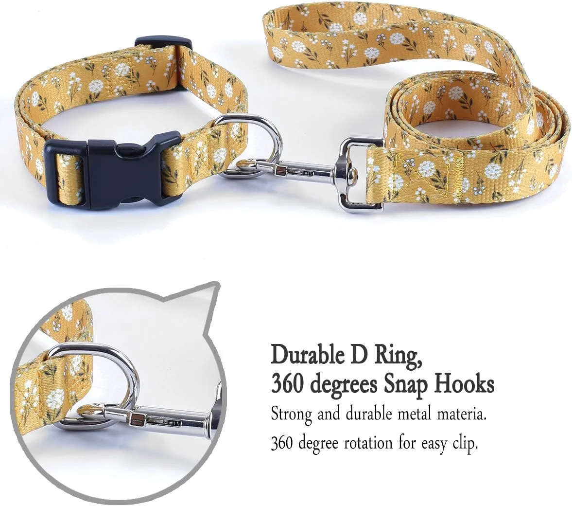 2PCS Cat Dog Floral Collar and Leash Set Pet Gift Adjustable Dogs Flower Collars for Small to Large Pets (X-Large)