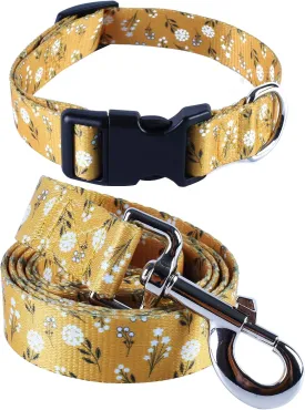 2PCS Cat Dog Floral Collar and Leash Set Pet Gift Adjustable Dogs Flower Collars for Small to Large Pets (X-Large)