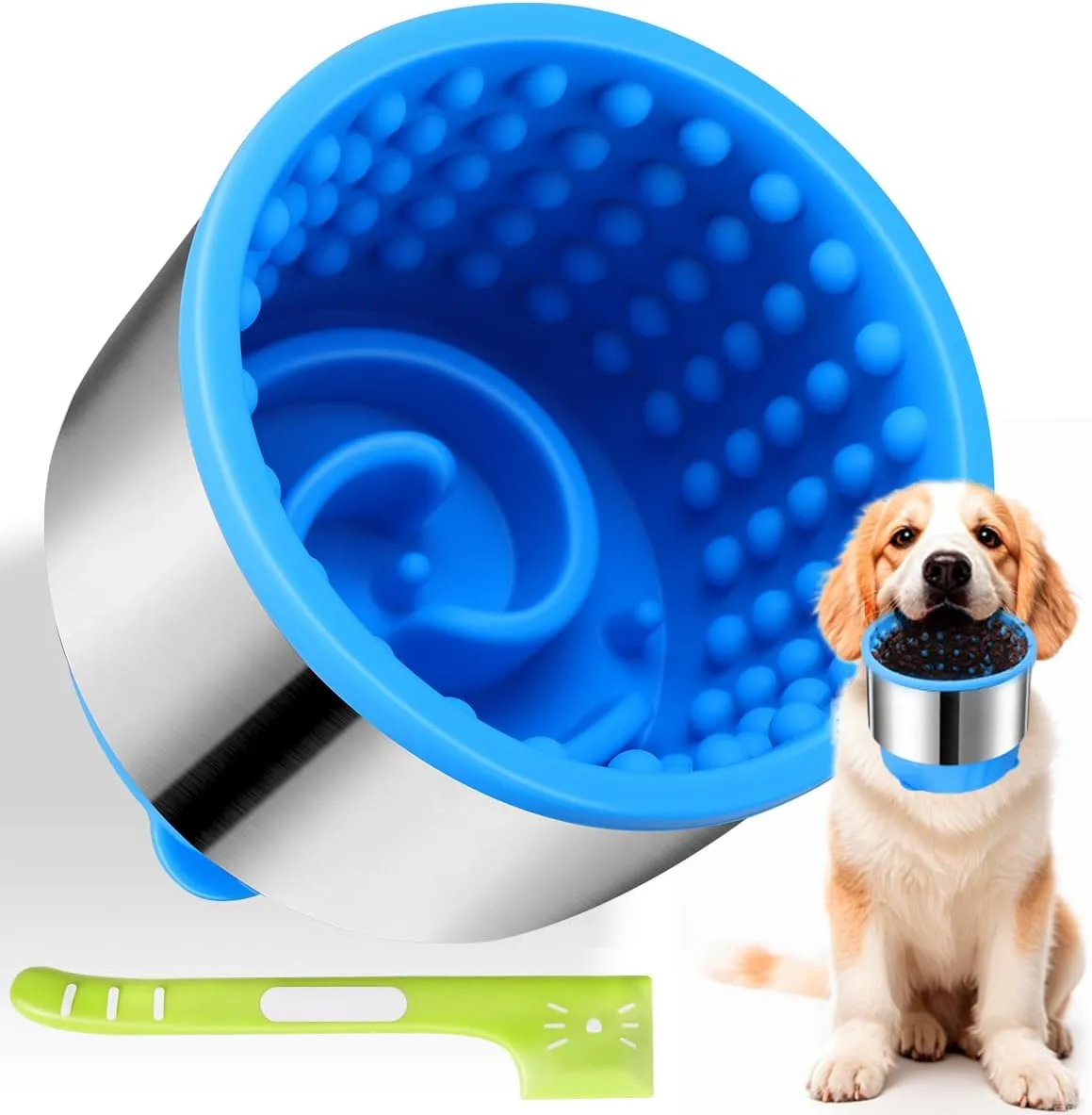 AIERSA Dog Freeze Bowl, Lick Bowl for Dogs, Upgraded Metal Anti-Chew Prottection, Slow Eating Dog Bowl, Dog Peanut Butter Lick Bowl,Silicone Slow Feeder Dog Bowls for Large Small Puppy Dogs