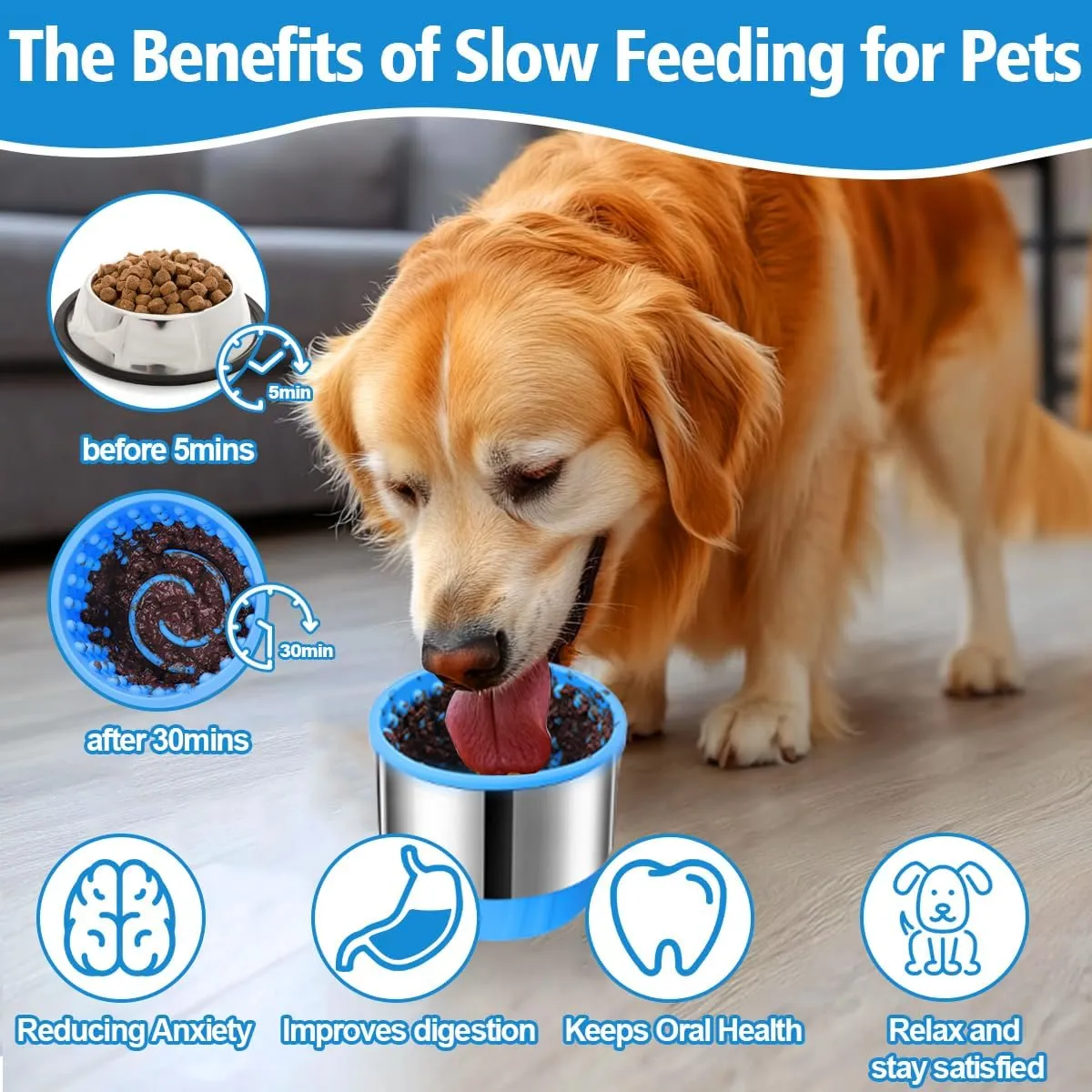 AIERSA Dog Freeze Bowl, Lick Bowl for Dogs, Upgraded Metal Anti-Chew Prottection, Slow Eating Dog Bowl, Dog Peanut Butter Lick Bowl,Silicone Slow Feeder Dog Bowls for Large Small Puppy Dogs