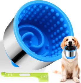 AIERSA Dog Freeze Bowl, Lick Bowl for Dogs, Upgraded Metal Anti-Chew Prottection, Slow Eating Dog Bowl, Dog Peanut Butter Lick Bowl,Silicone Slow Feeder Dog Bowls for Large Small Puppy Dogs