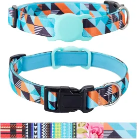 AirTag Cat Collar, Animire Soft Neoprene Padded Air Tag Collar for Extra Small Dogs, Polyester Puppy Pet Collar with Silicone AirTag Case Holder Accessories, 8"-12" Neck