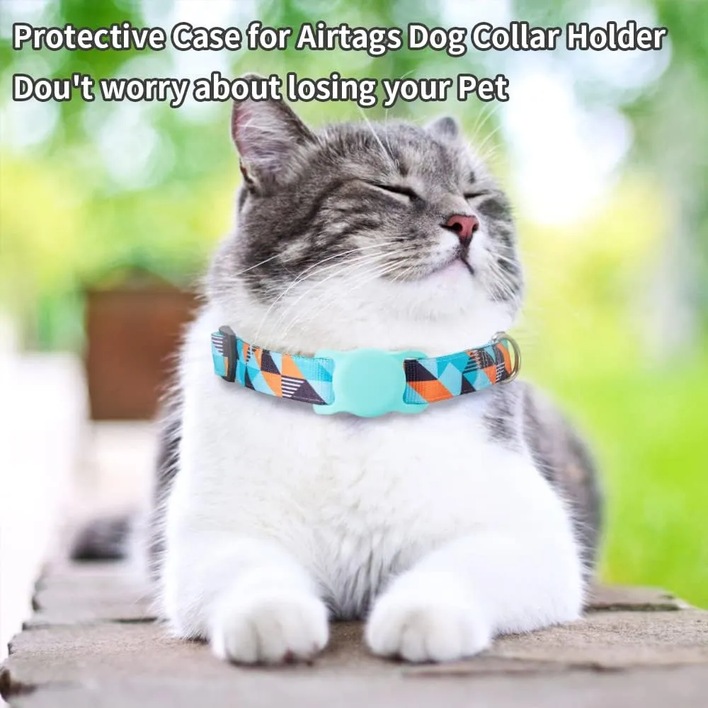 AirTag Cat Collar, Animire Soft Neoprene Padded Air Tag Collar for Extra Small Dogs, Polyester Puppy Pet Collar with Silicone AirTag Case Holder Accessories, 8"-12" Neck