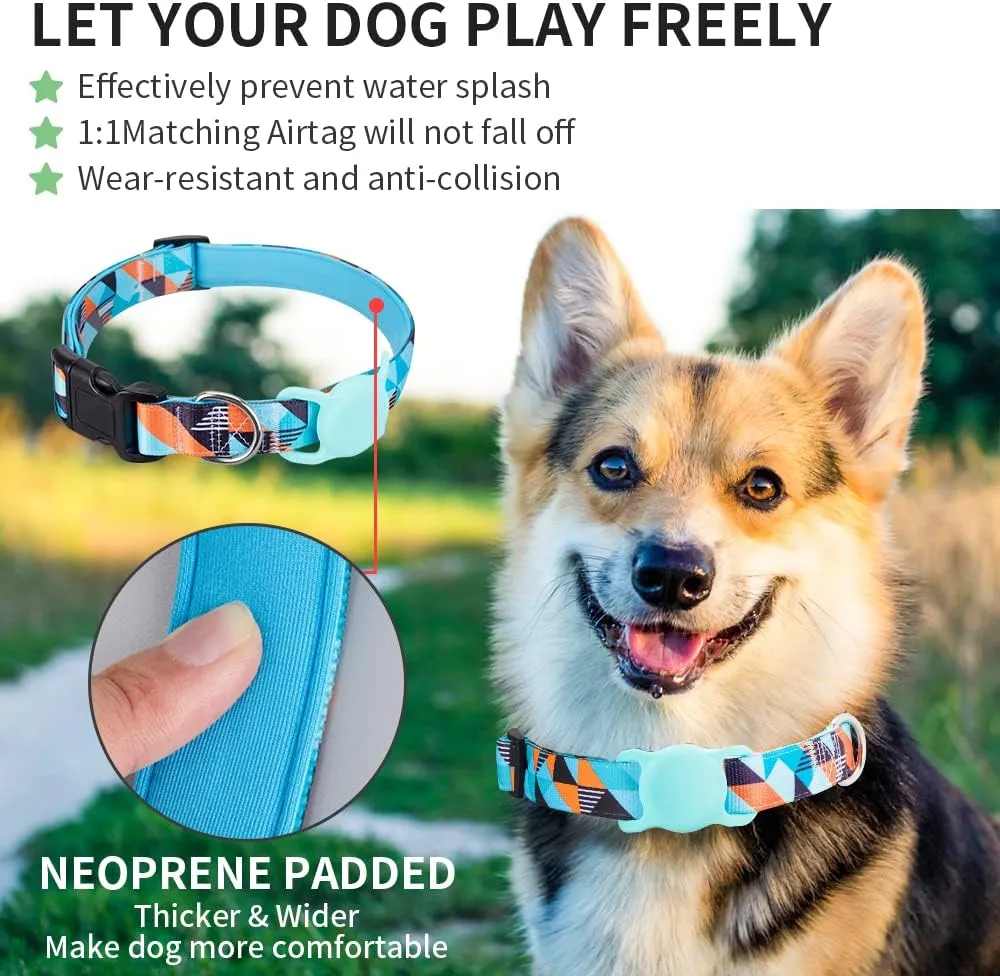AirTag Cat Collar, Animire Soft Neoprene Padded Air Tag Collar for Extra Small Dogs, Polyester Puppy Pet Collar with Silicone AirTag Case Holder Accessories, 8"-12" Neck