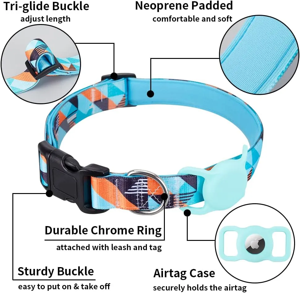AirTag Cat Collar, Animire Soft Neoprene Padded Air Tag Collar for Extra Small Dogs, Polyester Puppy Pet Collar with Silicone AirTag Case Holder Accessories, 8"-12" Neck