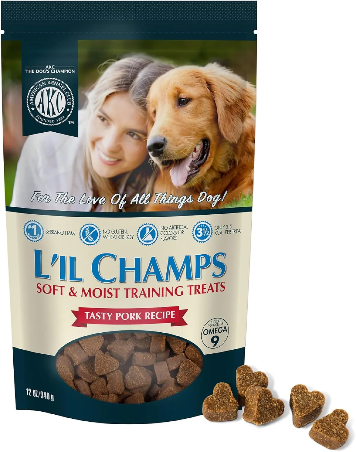 American Kennel Club Lil Champs Soft & Moist Training Treats, Pork Flavor, All Breed Sizes, 12 Ounces