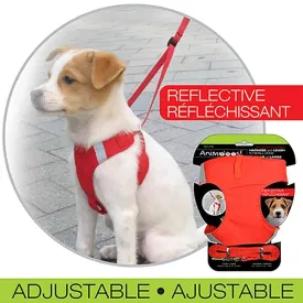 Animooos Dog Harness and Leash Reflective Stripes - Red for Small Dog and Puppies