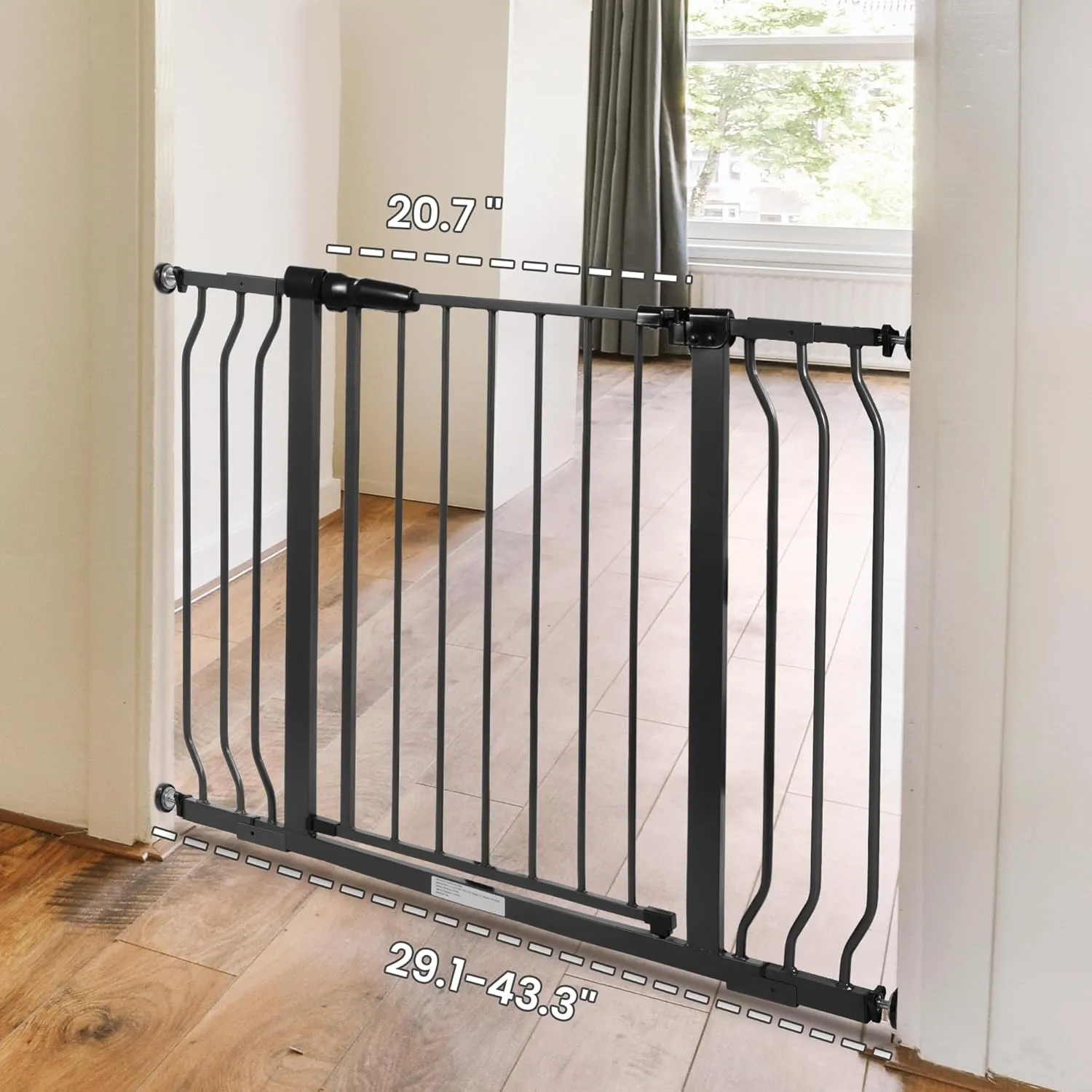 BalanceFrom Easy Walk-Thru Safety Gate for Doorways and Stairways with Auto-Close/Hold-Open Features, Fits 29.1-43.3 Inch Openings, Multiple Heights and Colors
