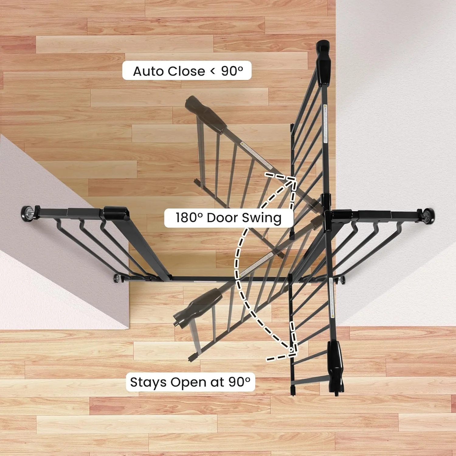 BalanceFrom Easy Walk-Thru Safety Gate for Doorways and Stairways with Auto-Close/Hold-Open Features, Fits 29.1-43.3 Inch Openings, Multiple Heights and Colors