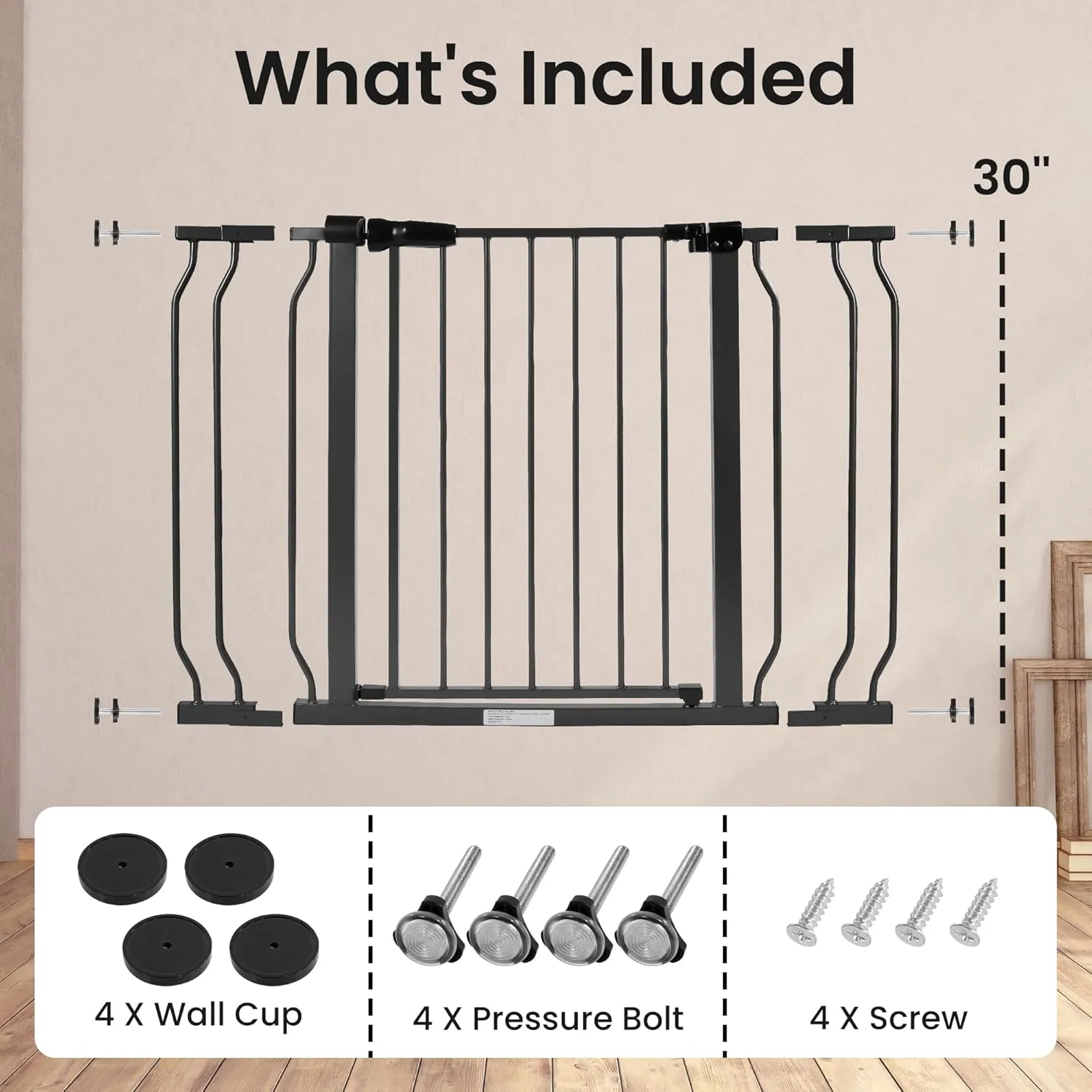 BalanceFrom Easy Walk-Thru Safety Gate for Doorways and Stairways with Auto-Close/Hold-Open Features, Fits 29.1-43.3 Inch Openings, Multiple Heights and Colors