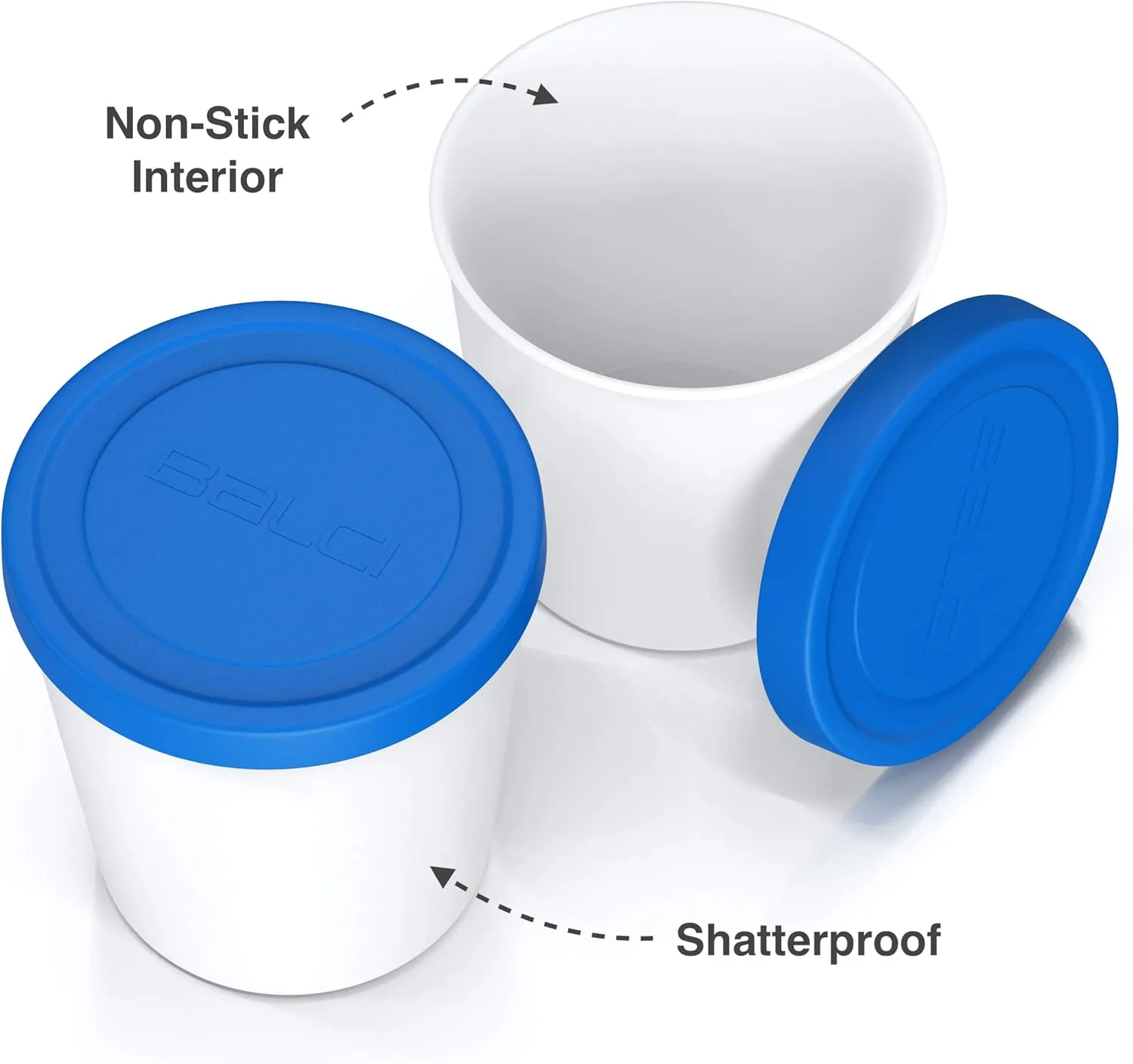 BALCI - Premium Ice Cream Containers (2 Pack - 1 Quart Each) Perfect Freezer Storage Tubs with Lids for Ice Cream, Sorbet and Gelato! - Blue