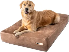 Barker Beds Sleek Dog Bed for Large Sized Dogs (Large, Khaki)  7" Thick Soft & Comfortable Orthopedic Cushion  Durable & Washable Microsuede Cover  Made in USA