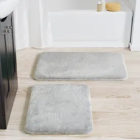 Better Homes & Gardens Silver Faux Fur Foam 2 Piece Bath Rug Set