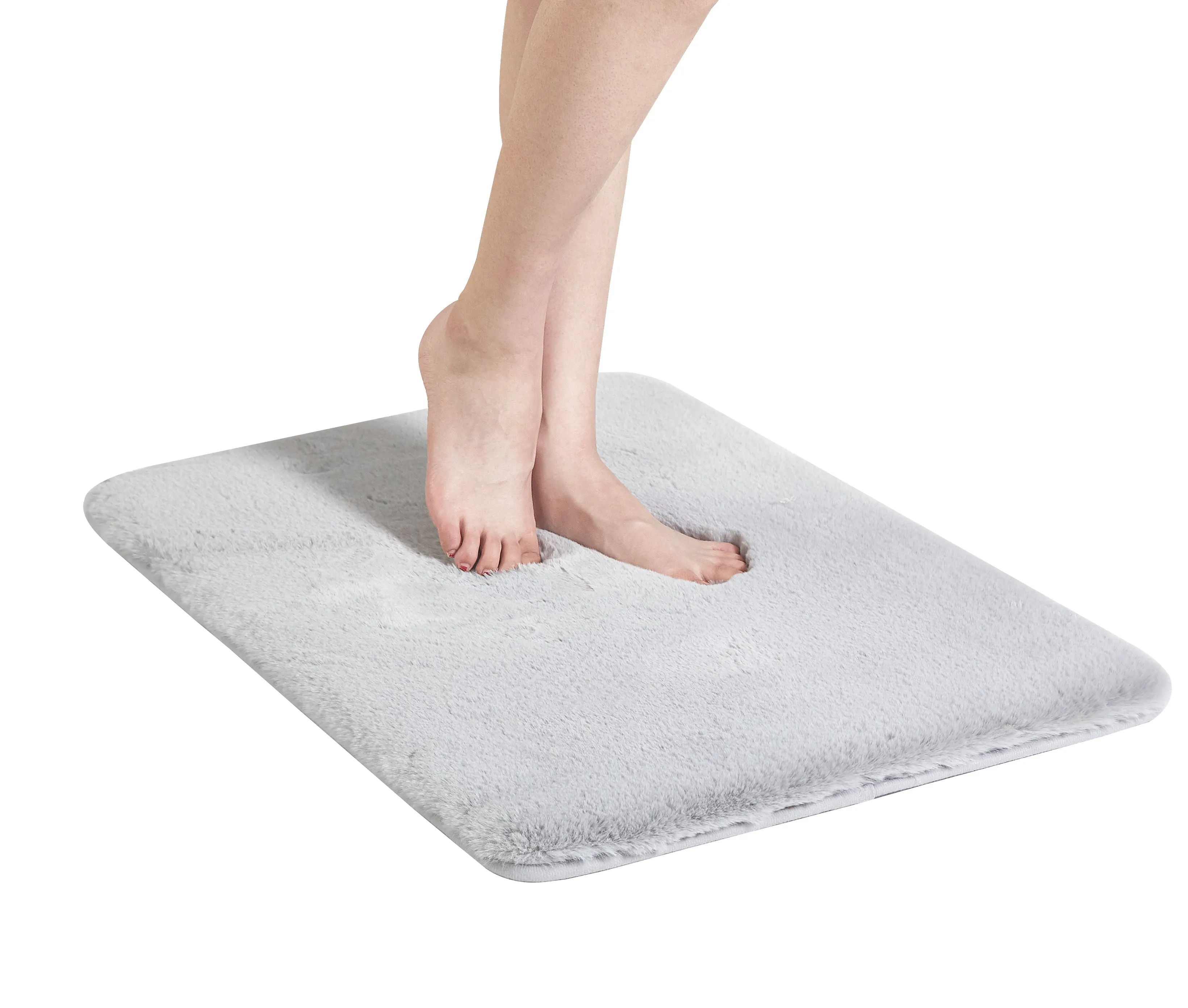 Better Homes & Gardens Silver Faux Fur Foam 2 Piece Bath Rug Set