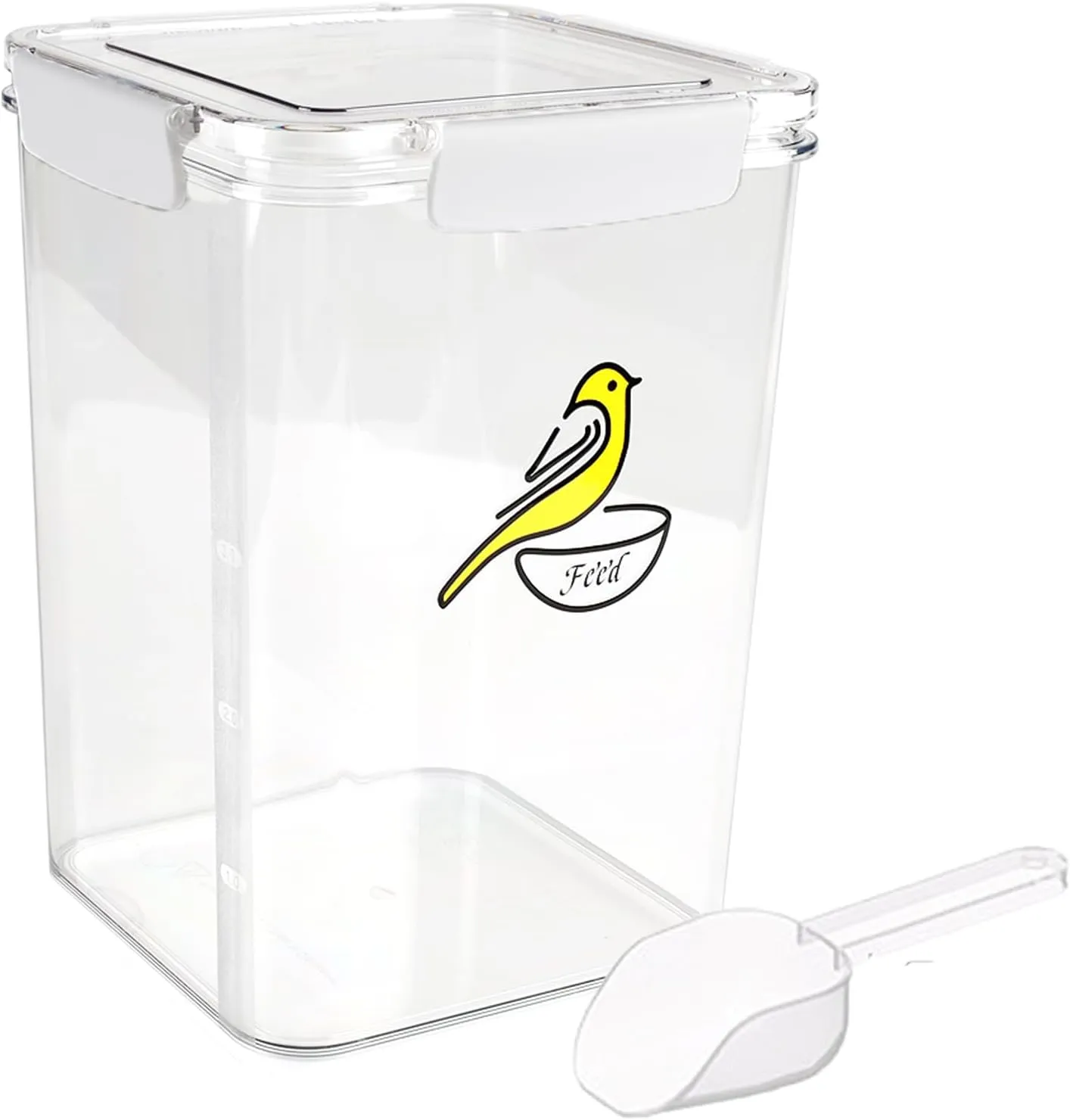 Bird Seed Storage Container-Airtight Bird Food Container-8.4lb/5 l Pet Food Storage Containers with Bird Seed Scoop-Wild Bird Seed Dispenser-forPetBirds Parakeets Finches Food MealwormsStorage/Clear
