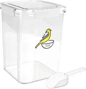 Bird Seed Storage Container-Airtight Bird Food Container-8.4lb/5 l Pet Food Storage Containers with Bird Seed Scoop-Wild Bird Seed Dispenser-forPetBirds Parakeets Finches Food MealwormsStorage/Clear