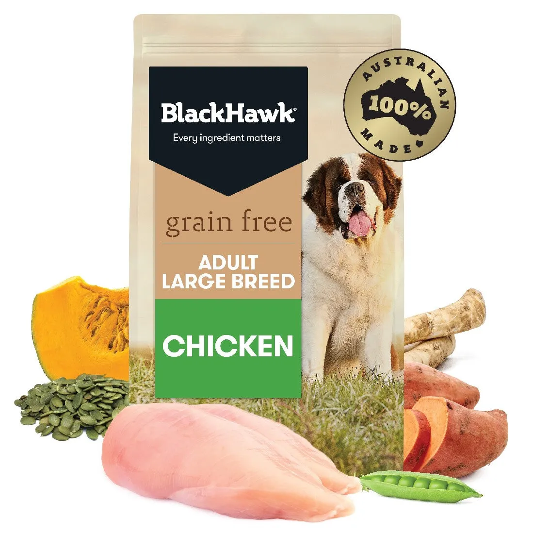 Black Hawk Adult Dog Grain Free Large Breed Chicken 15kg