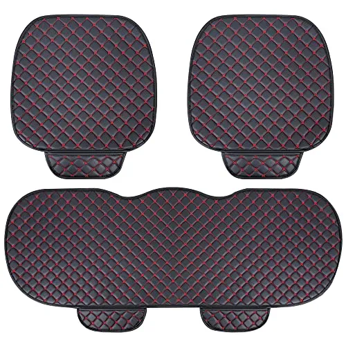 Car Interior Seat Cushion Cover for Jaguar E-PACE F-PACE I-PACE XE XF XFR XJ6 X-Type S-Type PU Leather Diamond Mats 3 Pack (Coffee)