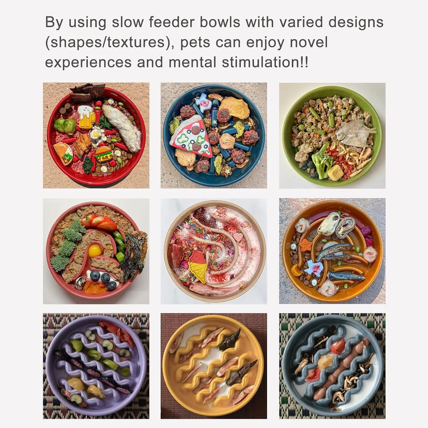 Ceramic Maze Slow Feeder Dog Bowl for Small & Large Breeds, Slow Eating Food Bowl, Non-Slip Stand, Pet Food Puzzle Design- 9-43OZ (Apricot-M)