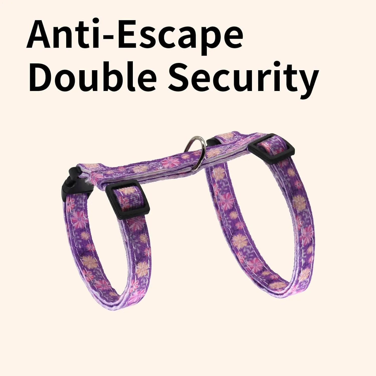 Cotton Cat Harness and Leash Set, Escape-Proof Adjustable Soft Harness for Kitten, Small & Large Cats, Ideal for Travel & Outdoor Walking (Flower)