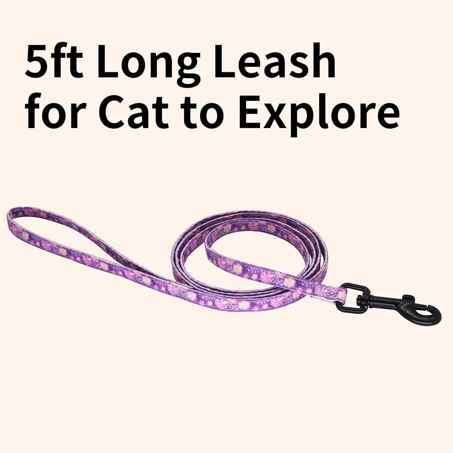 Cotton Cat Harness and Leash Set, Escape-Proof Adjustable Soft Harness for Kitten, Small & Large Cats, Ideal for Travel & Outdoor Walking (Flower)