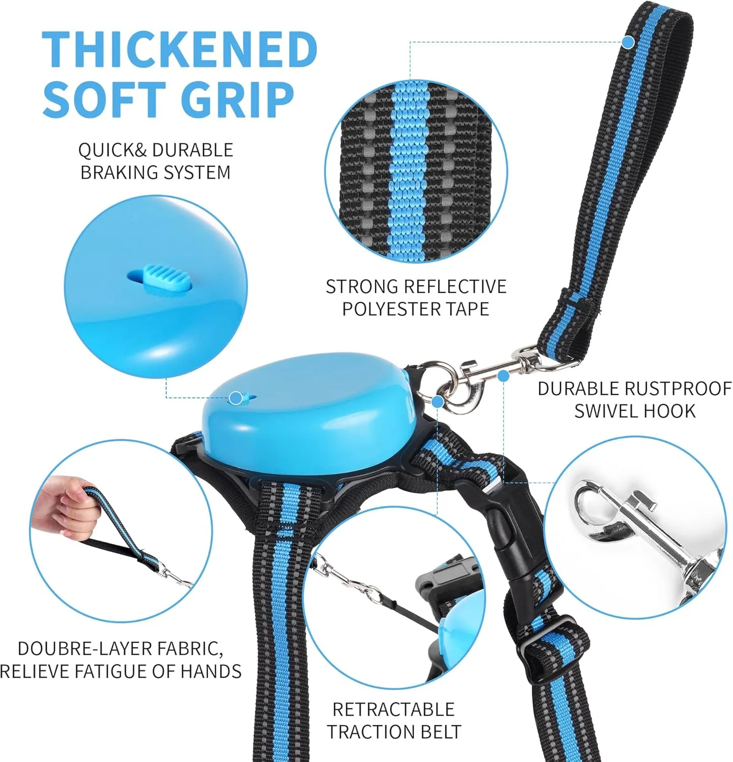 Dog Harness and Leash Set |Dog Vest Harness with 6 ft Multifunction Retractable Dog Leash | with One-Button Control,One-Handed Brake, Tangle Free (S)
