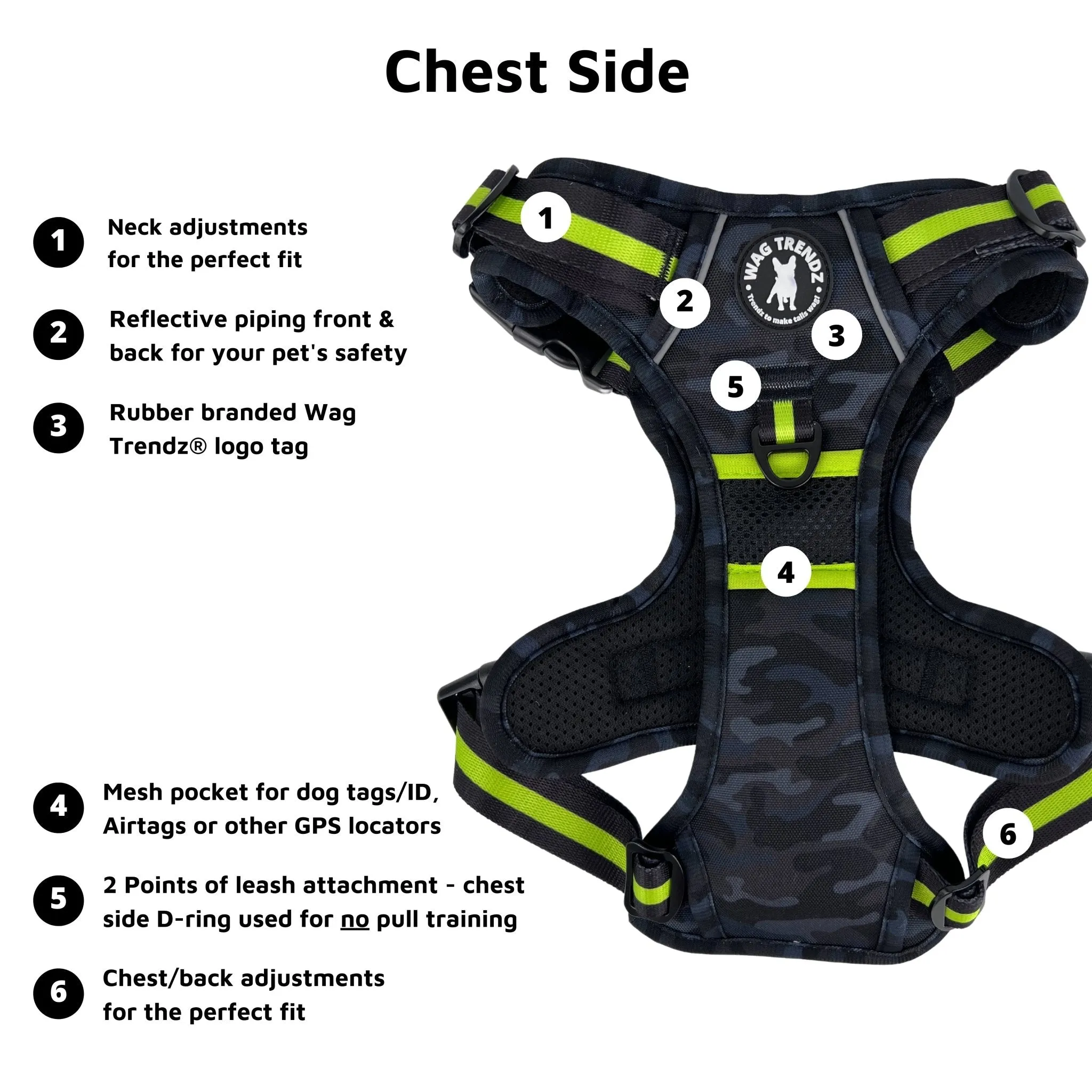 Dog Harness and Leash Set - Poo Bag Holder | Camo Chic (SHēk) Hi-Vis