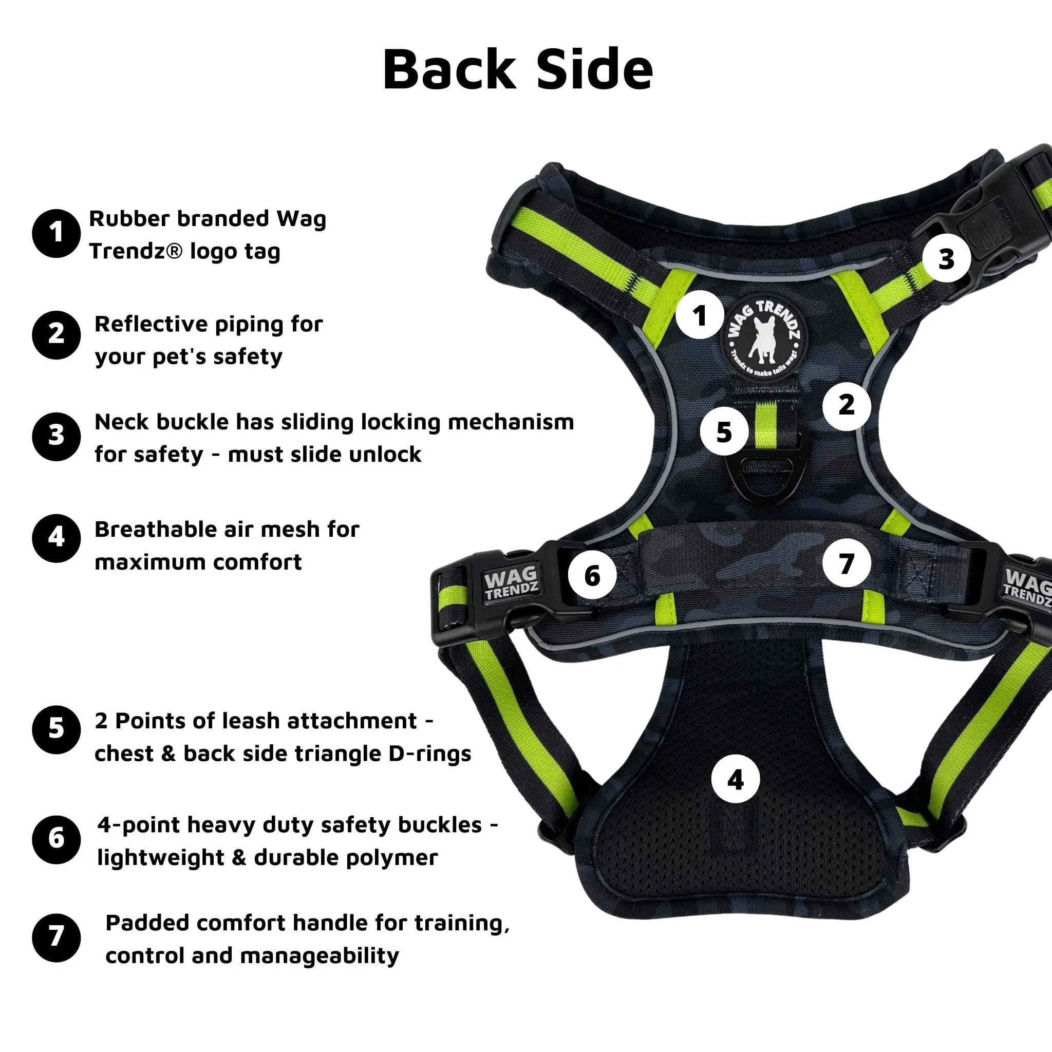 Dog Harness and Leash Set - Poo Bag Holder | Camo Chic (SHēk) Hi-Vis