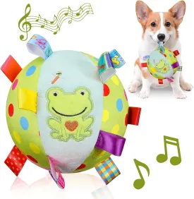 Dog Squeaky Plush Plush Toy with Straps, 6-Inch Soft Stuffed Ball with Cotton Material and Bell Built-in, Pet Interactive Fetch Toy for Small to Large Dog