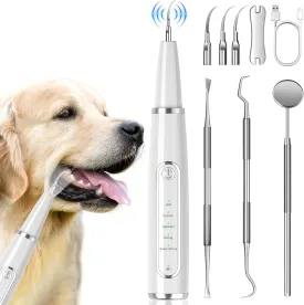 Dog Tartar Remover for Teeth, Dog Teeth Cleaning Kit with LED Light and 5 Modes, Teeth Cleaner for Dogs and Cats,White