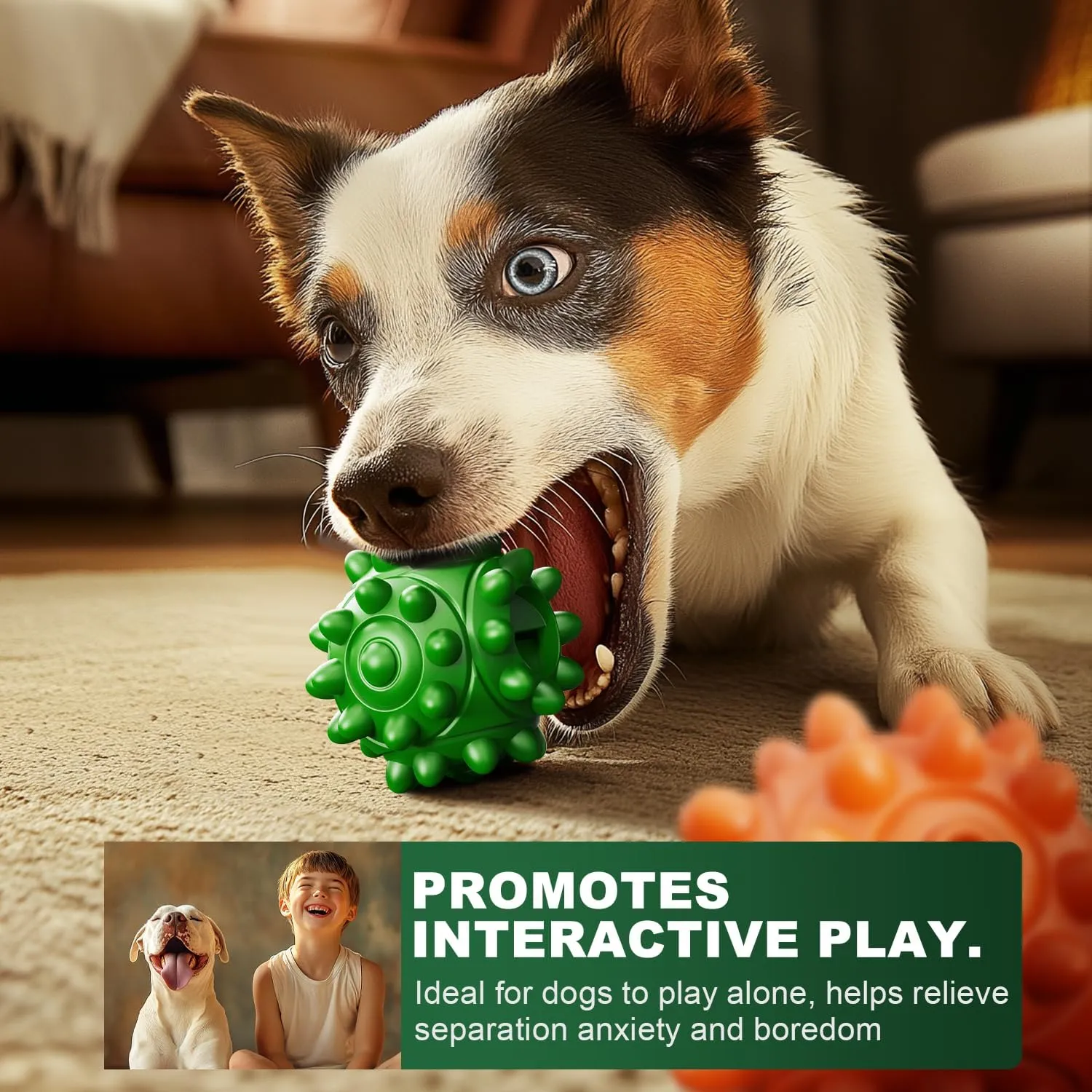 Dog Toys for Aggressive Chewers, Treat Ball for Medium Large Dogs, Natural Rubber Dog Balls, Indestructible Toy, Chew Toys for Aggressive Chewers (2pcs)