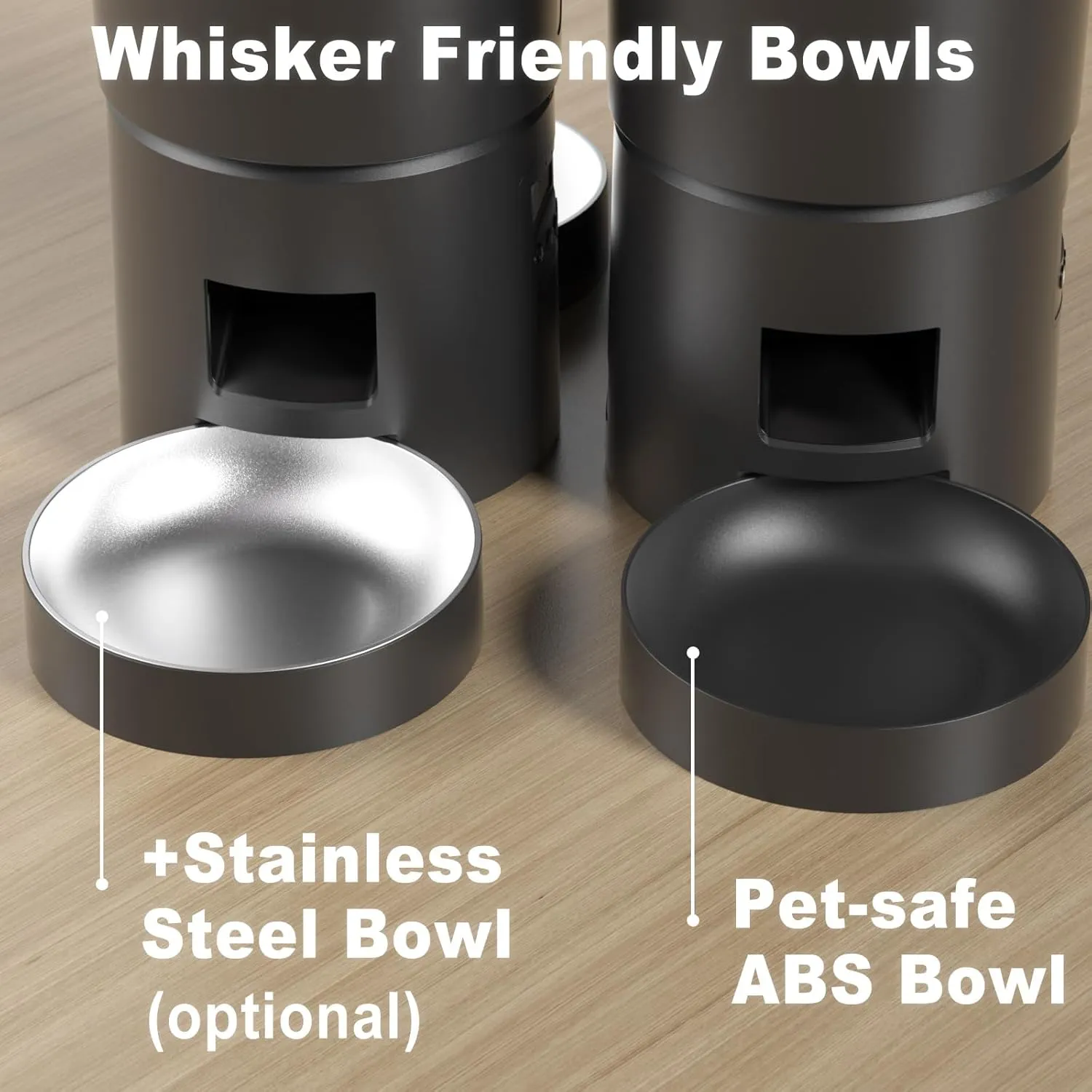 Dual Automatic Cat Feeder 2 Cats,6 Meals/Day,12 Portions/Meal,4.2L Dual Power Double Bowls Feeder,Dry Food Auto Pet Dispenser,10S Voice Record,Flexible Schedule Timer (Black,Basic Dual Bowls)