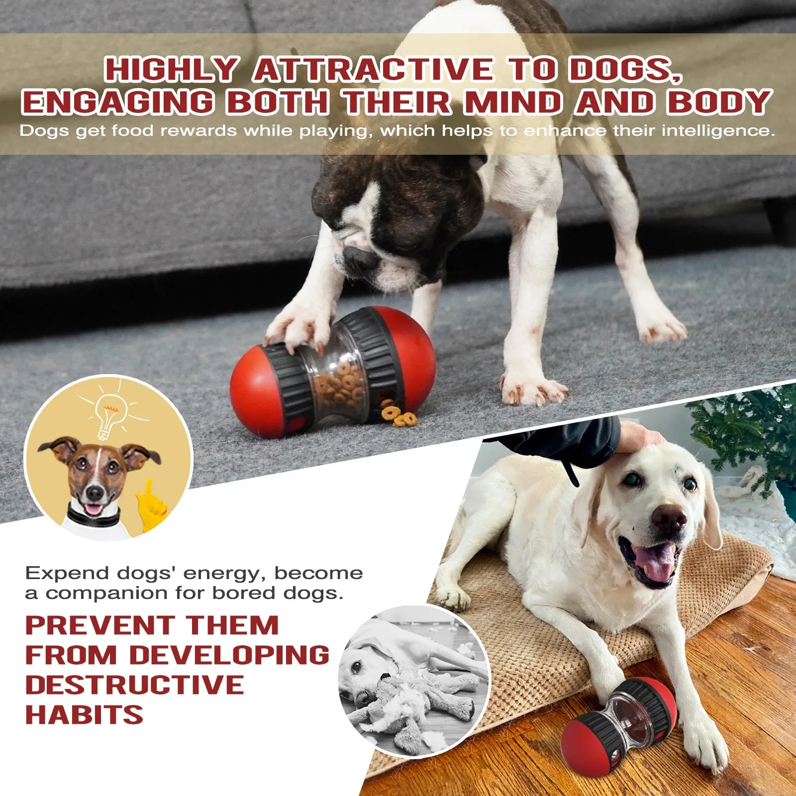 Dual Treats and Food Dispenser Toy for Dogs and Cats