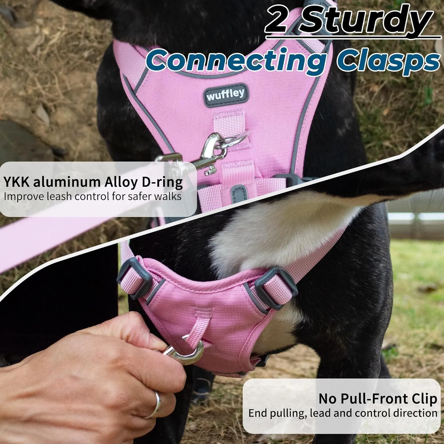 Escape Proof Dog Harness and Leash Set, Lightweight Dog Harness with Lift and Assist Handle, No Pull Reflective Pet Vest for Small Medium Dogs, Ideal for Puppy Walking and Training (Pink, M)
