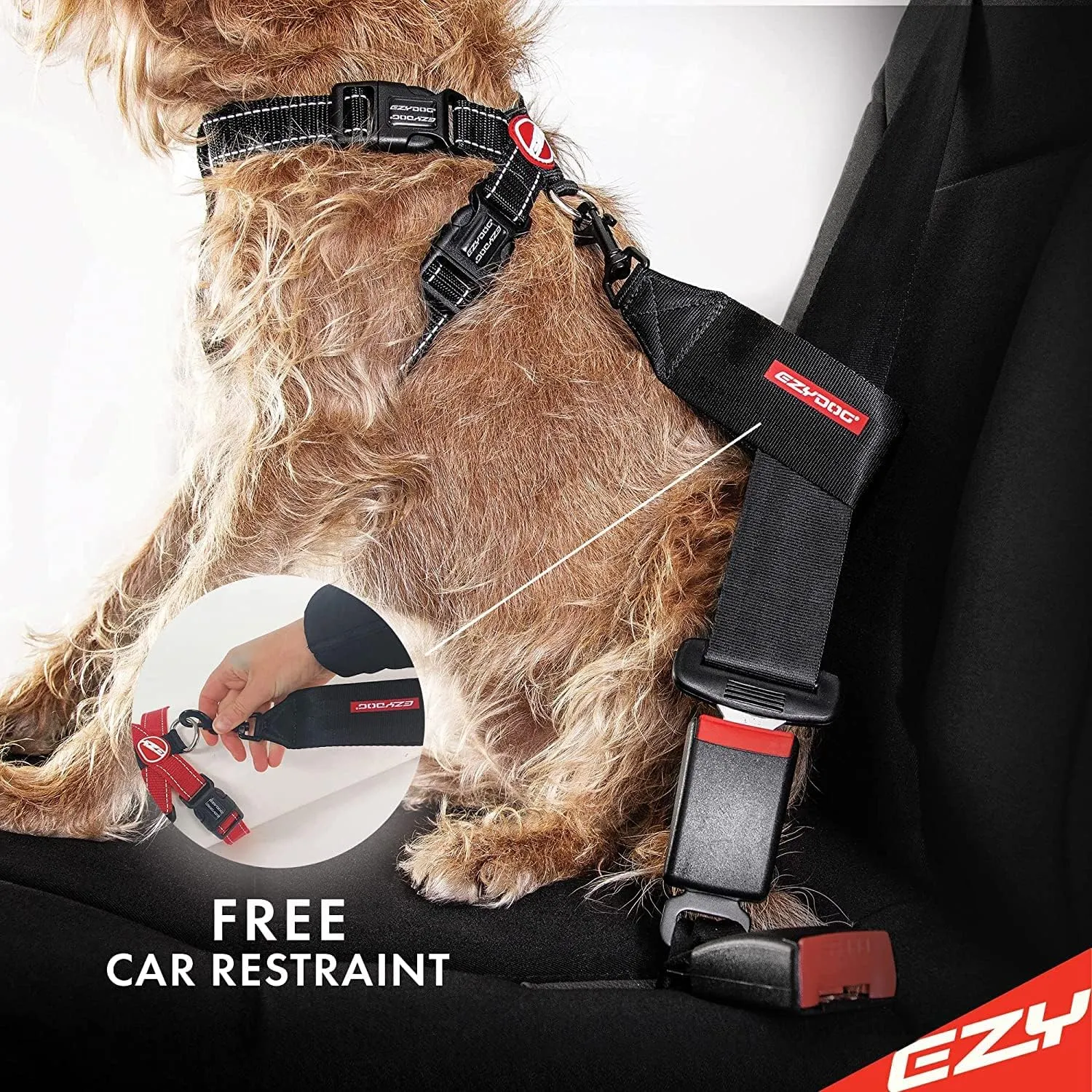 EzyDog Chest Plate No Pull Dog Harness  Escape Proof Harness with Reflective Stitching and Comfort Padding for Easy Walks, Training & Control - Car Restraint Included (X-Large, Black)