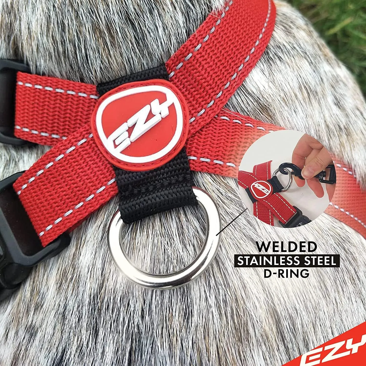 EzyDog Chest Plate No Pull Dog Harness  Escape Proof Harness with Reflective Stitching and Comfort Padding for Easy Walks, Training & Control - Car Restraint Included (X-Large, Black)