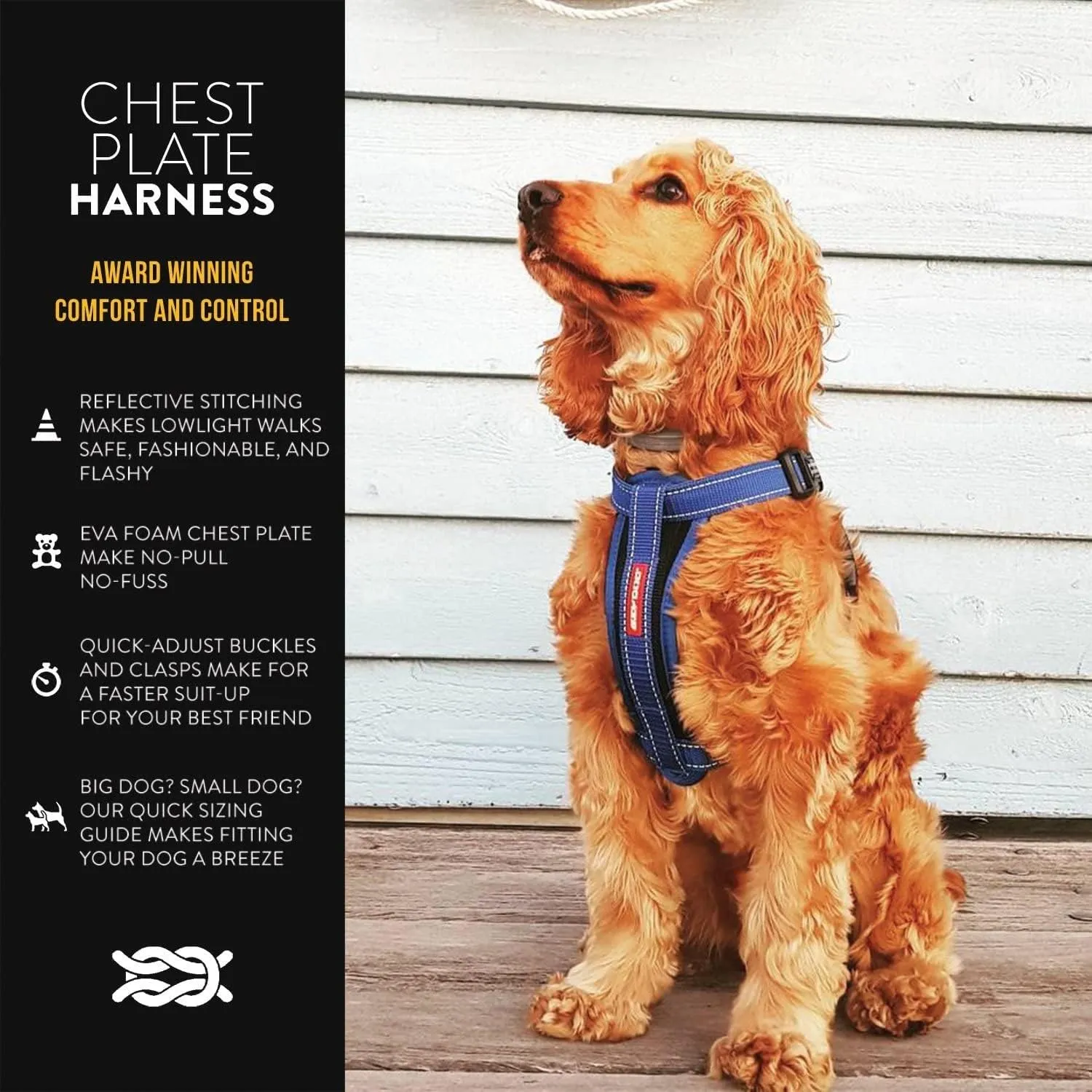 EzyDog Chest Plate No Pull Dog Harness  Escape Proof Harness with Reflective Stitching and Comfort Padding for Easy Walks, Training & Control - Car Restraint Included (X-Large, Black)