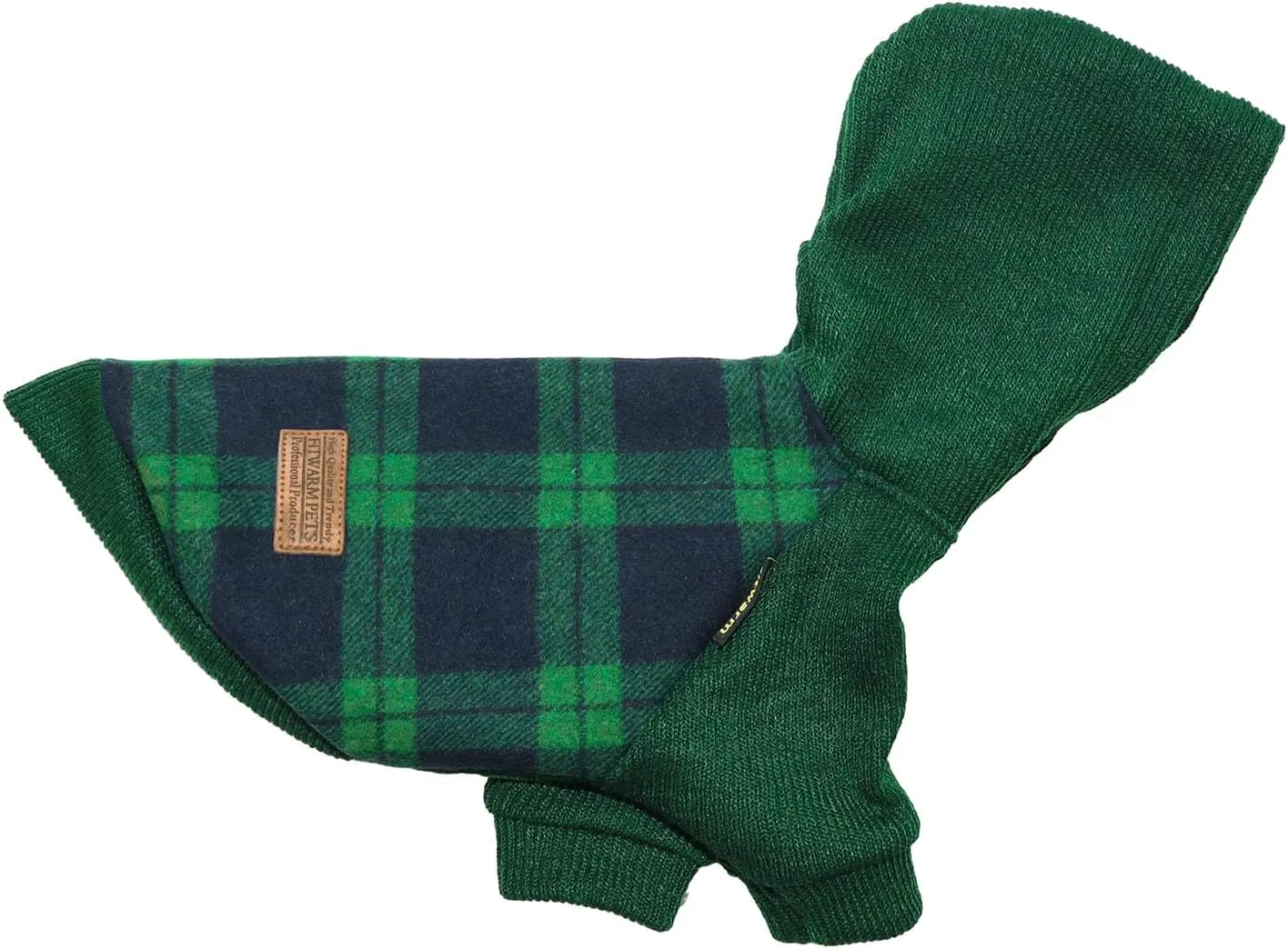 Fitwarm Tartan Plaid Dog Hoodie, Knitted Dog Clothes for Small Dogs Boy, Pet Sweater with Hood, Cat Winter Outfit, Green, Small