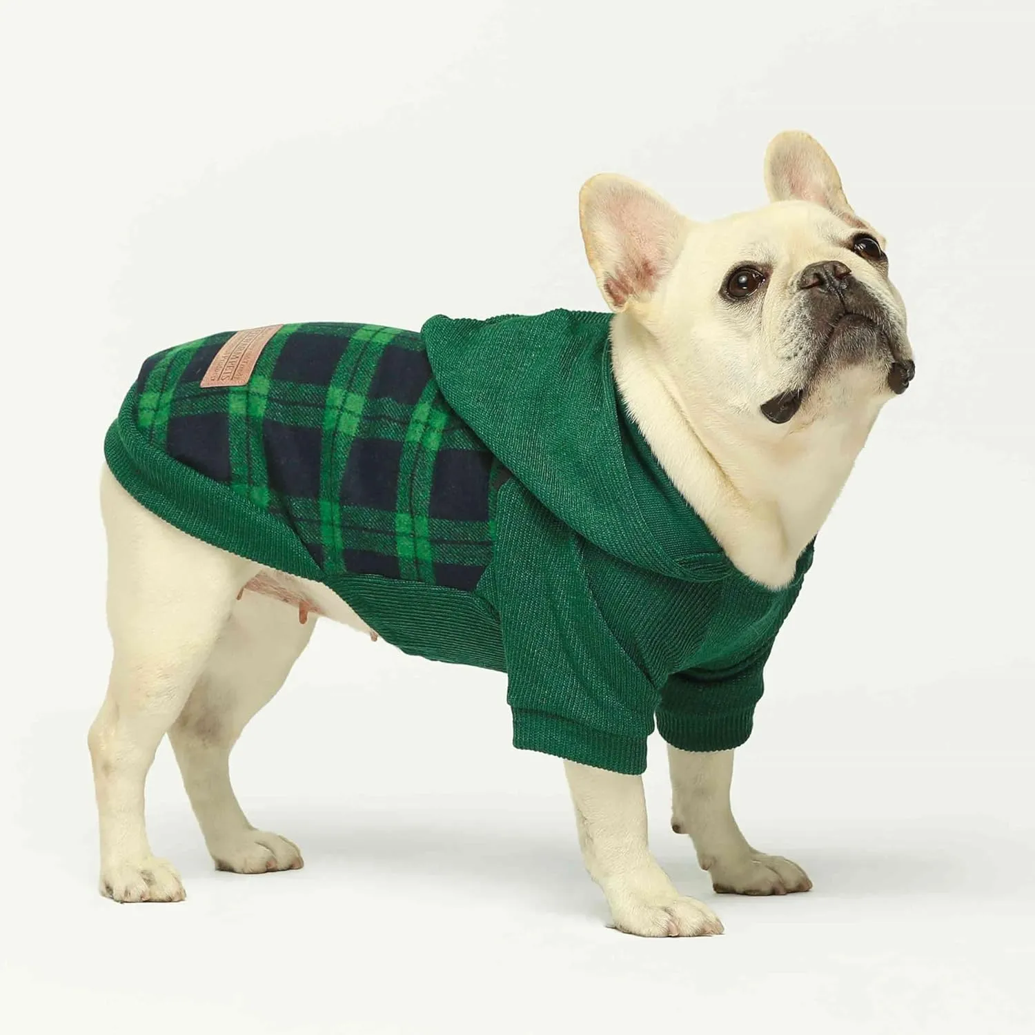 Fitwarm Tartan Plaid Dog Hoodie, Knitted Dog Clothes for Small Dogs Boy, Pet Sweater with Hood, Cat Winter Outfit, Green, Small