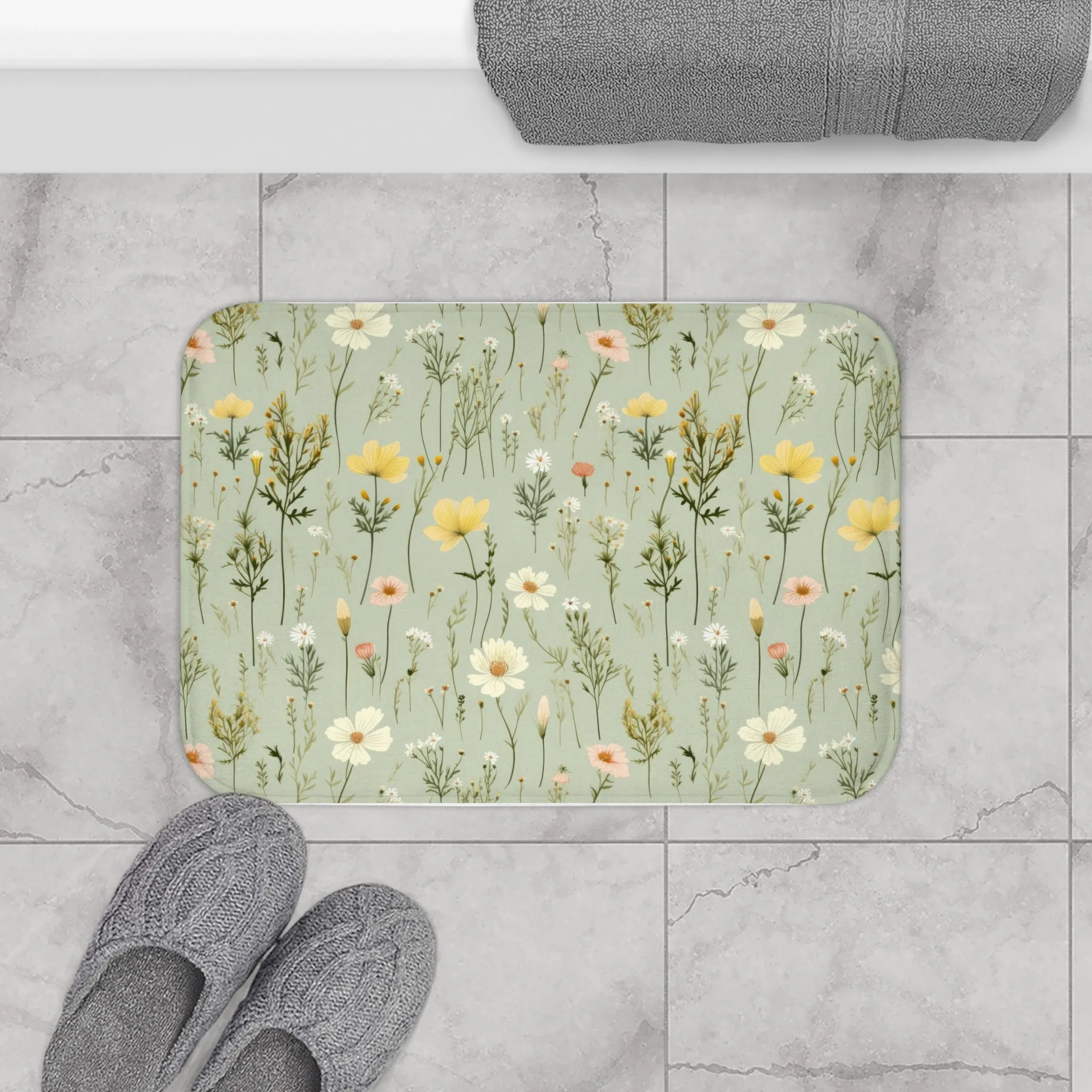 Floral Memory Foam Bath Mat