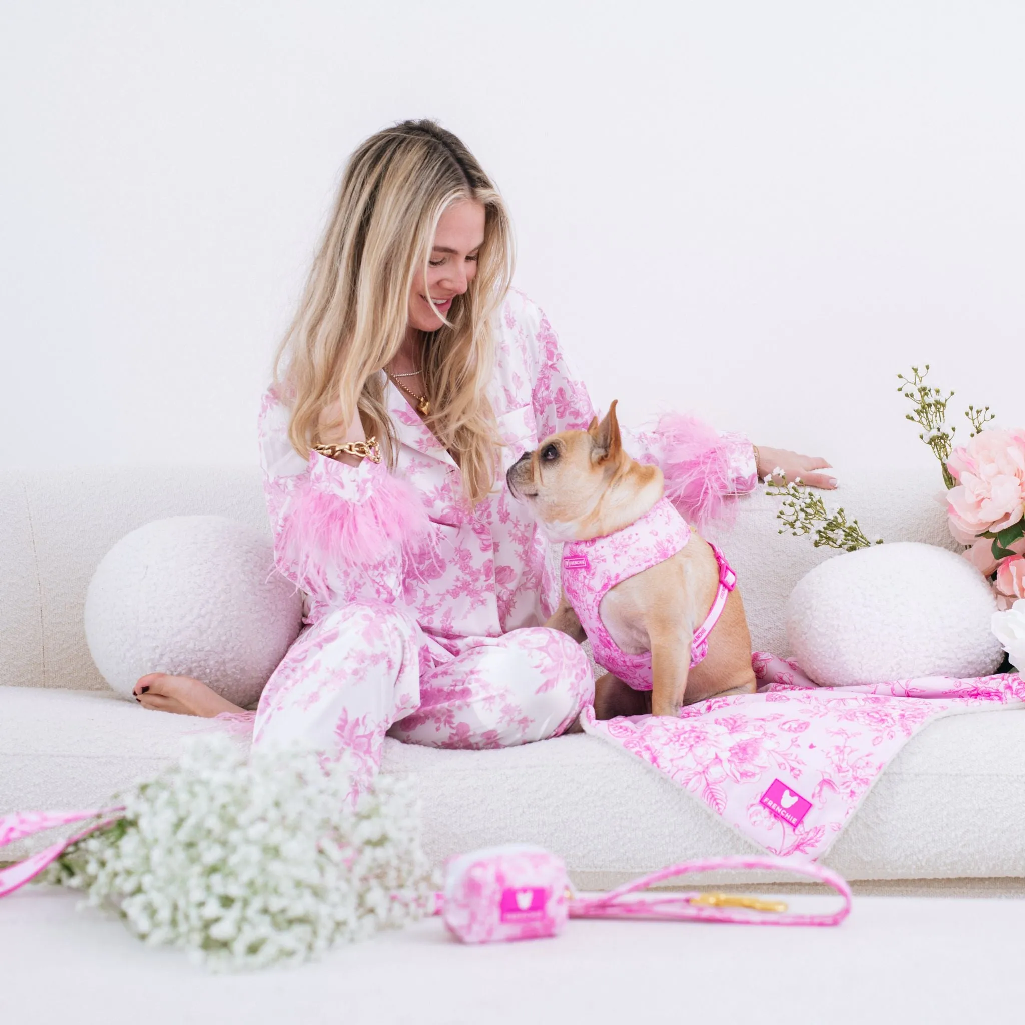 Frenchie Duo Reversible Harness - Toile- Pink
