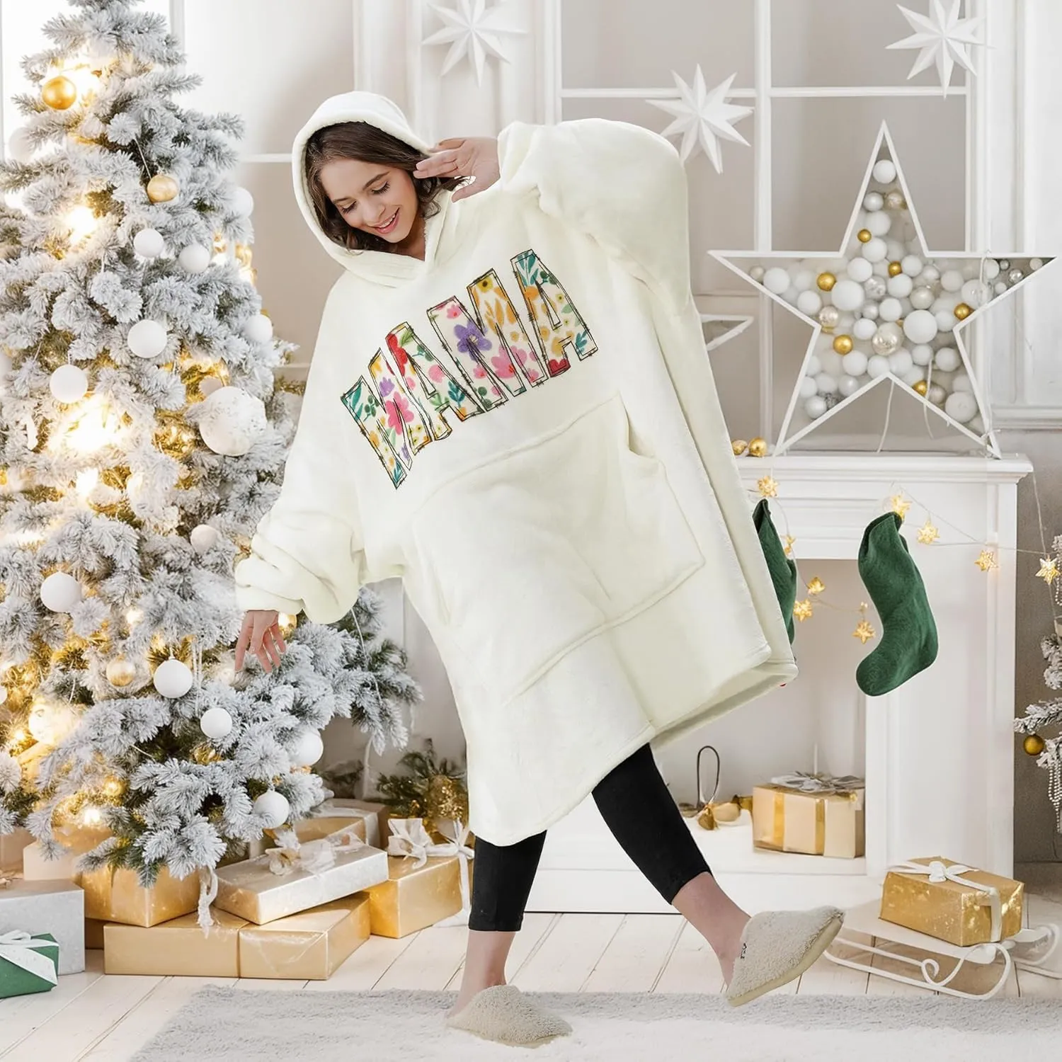 Gifts for Grandma Mothers Day Gifts from Granddaughter Grandkid Grandchildren Wearable Blanket Hoodie Cool Grandma Birthday Gift for Nana, Gigi, New Grandma, Oversized Sherpa Fleece Blanket Sweatshirt