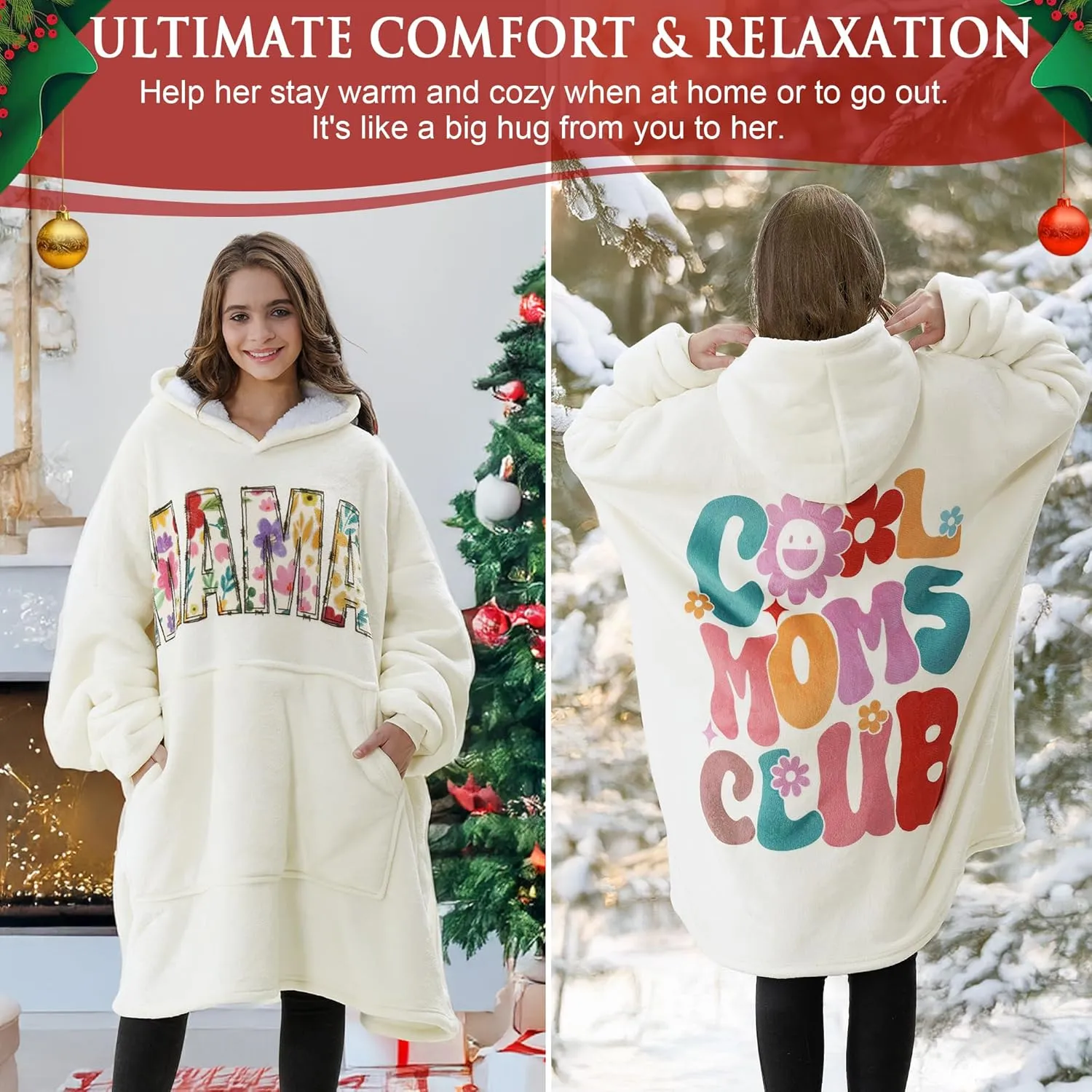 Gifts for Grandma Mothers Day Gifts from Granddaughter Grandkid Grandchildren Wearable Blanket Hoodie Cool Grandma Birthday Gift for Nana, Gigi, New Grandma, Oversized Sherpa Fleece Blanket Sweatshirt