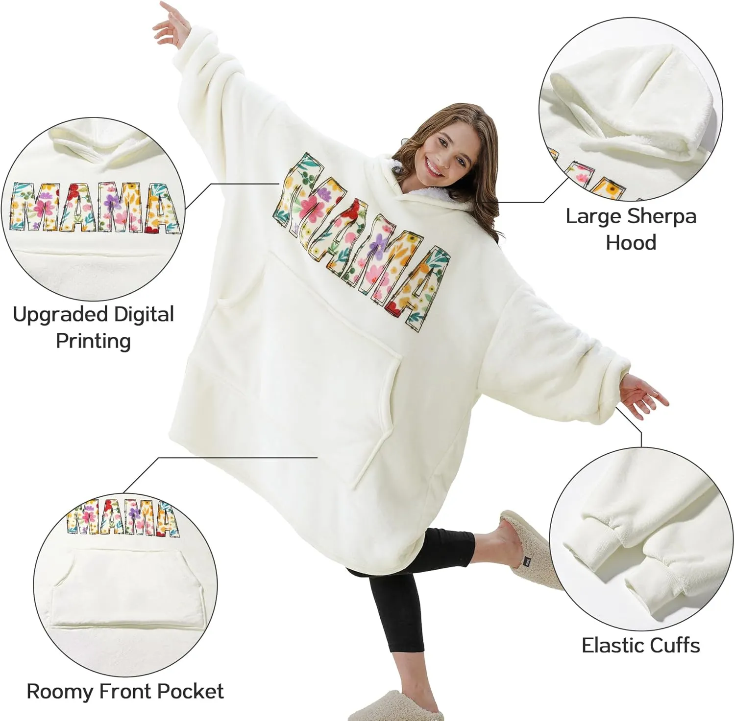 Gifts for Grandma Mothers Day Gifts from Granddaughter Grandkid Grandchildren Wearable Blanket Hoodie Cool Grandma Birthday Gift for Nana, Gigi, New Grandma, Oversized Sherpa Fleece Blanket Sweatshirt