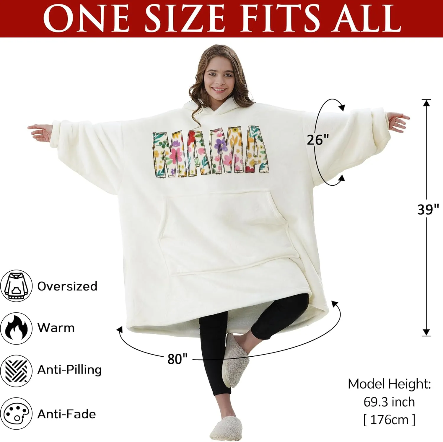 Gifts for Grandma Mothers Day Gifts from Granddaughter Grandkid Grandchildren Wearable Blanket Hoodie Cool Grandma Birthday Gift for Nana, Gigi, New Grandma, Oversized Sherpa Fleece Blanket Sweatshirt